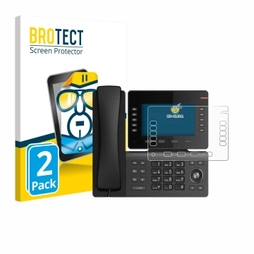 Vorderseite einer Produktverpackung mit dem Markenlogo BROTECT. Daneben ist das Gerät Snom D865 mit dem zugehörigen Displaysch