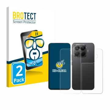 Vorderseite einer Produktverpackung mit dem Markenlogo BROTECT. Daneben ist das Gerät Xiaomi 15T Pro (Display+Rückseite) mit d