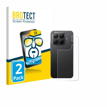 Vorderseite einer Produktverpackung mit dem Markenlogo BROTECT. Daneben ist das Gerät Xiaomi 15T Pro (Rückseite) mit dem zugeh