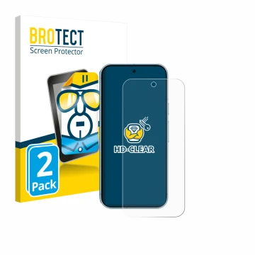 Vorderseite einer Produktverpackung mit dem Markenlogo BROTECT. Daneben ist das Gerät Google Pixel 9 (case-friendly) mit dem z