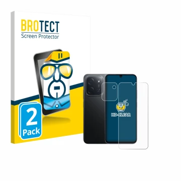 Vorderseite einer Produktverpackung mit dem Markenlogo BROTECT. Daneben ist das Gerät Xiaomi Poco C85 (Display+Kamera) mit dem