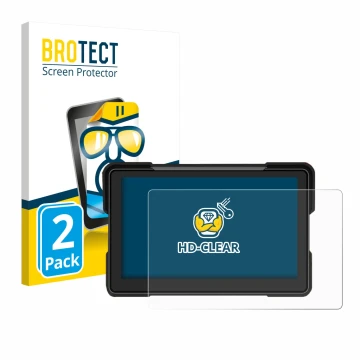 Vorderseite einer Produktverpackung mit dem Markenlogo BROTECT. Daneben ist das Gerät Airpuxem Motorrad Carplay 7