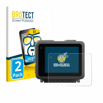 Vorderseite einer Produktverpackung mit dem Markenlogo BROTECT. Daneben ist das Gerät GoPro Lit Hero mit dem zugehörigen Displ