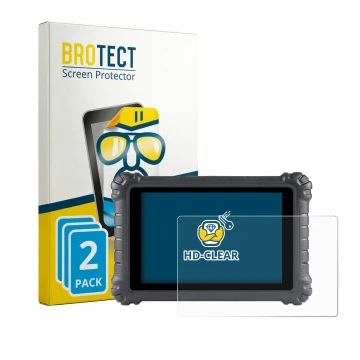Vorderseite einer Produktverpackung mit dem Markenlogo BROTECT. Daneben ist das Gerät Autel MaxiSys MS906 Pro mit dem zugehöri