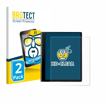 Vorderseite einer Produktverpackung mit dem Markenlogo BROTECT. Daneben ist das Gerät eazeye Paper 2.0 mit dem zugehörigen Dis