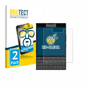 Vorderseite einer Produktverpackung mit dem Markenlogo BROTECT. Daneben ist das Gerät Unihertz Titan 2 mit dem zugehörigen Dis