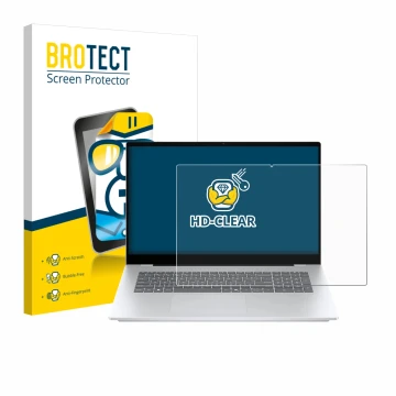 Vorderseite einer Produktverpackung mit dem Markenlogo BROTECT. Daneben ist das Gerät HP OmniBook 7 17-dc mit dem zugehörigen 
