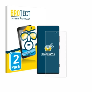 Vorderseite einer Produktverpackung mit dem Markenlogo BROTECT. Daneben ist das Gerät ZTE Nubia Z80 Ultra mit dem zugehörigen 