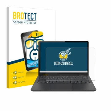 Vorderseite einer Produktverpackung mit dem Markenlogo BROTECT. Daneben ist das Gerät Lenovo 13w Yoga Gen 2 mit dem zugehörige