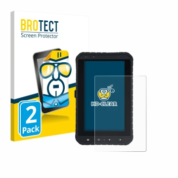 Vorderseite einer Produktverpackung mit dem Markenlogo BROTECT. Daneben ist das Gerät Winmate M700DQ8 mit dem zugehörigen Disp