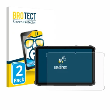 Vorderseite einer Produktverpackung mit dem Markenlogo BROTECT. Daneben ist das Gerät Ulefone Armor Pad 5 Ultra mit dem zugehö