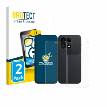 Vorderseite einer Produktverpackung mit dem Markenlogo BROTECT. Daneben ist das Gerät OnePlus 15 (Display+Rückseite) mit dem z