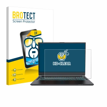 Vorderseite einer Produktverpackung mit dem Markenlogo BROTECT. Daneben ist das Gerät Gigabyte G6 2023 mit dem zugehörigen Dis