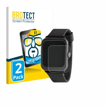 Vorderseite einer Produktverpackung mit dem Markenlogo BROTECT. Daneben ist das Gerät Sector Smartwatch S-08 mit dem zugehörig