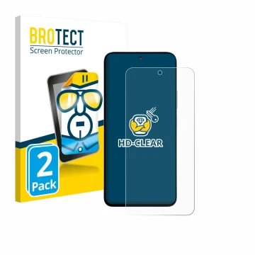 Vorderseite einer Produktverpackung mit dem Markenlogo BROTECT. Daneben ist das Gerät Xiaomi Poco M7 Plus mit dem zugehörigen 