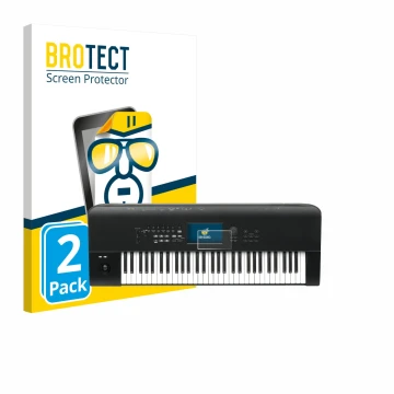 Vorderseite einer Produktverpackung mit dem Markenlogo BROTECT. Daneben ist das Gerät KORG Nautilus 61 mit dem zugehörigen Dis