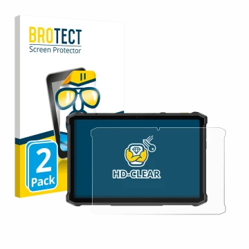 Vorderseite einer Produktverpackung mit dem Markenlogo BROTECT. Daneben ist das Gerät Ulefone Armor Pad 5 Pro mit dem zugehöri