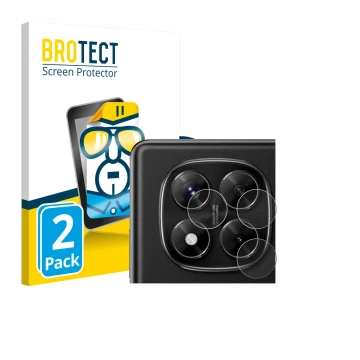 Vorderseite einer Produktverpackung mit dem Markenlogo BROTECT. Daneben ist das Gerät Xiaomi Redmi Note 14 Pro 4G (NUR Kameras