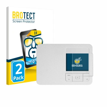 Vorderseite einer Produktverpackung mit dem Markenlogo BROTECT. Daneben ist das Gerät Canon Selphy CP1500 Mini mit dem zugehör