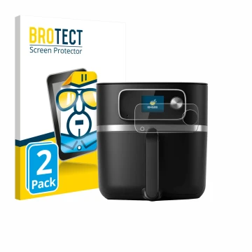Vorderseite einer Produktverpackung mit dem Markenlogo BROTECT. Daneben ist das Gerät Philips Airfryer HD9880/90 mit dem zugeh