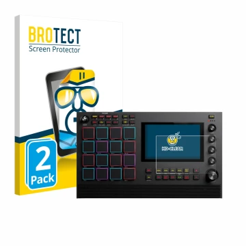 Vorderseite einer Produktverpackung mit dem Markenlogo BROTECT. Daneben ist das Gerät Akai MPC Live III mit dem zugehörigen Di