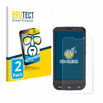 Vorderseite einer Produktverpackung mit dem Markenlogo BROTECT. Daneben ist das Gerät Olympia Neo Mini mit dem zugehörigen Dis