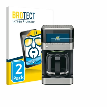 Vorderseite einer Produktverpackung mit dem Markenlogo BROTECT. Daneben ist das Gerät Braun PurAroma 7 mit dem zugehörigen Dis