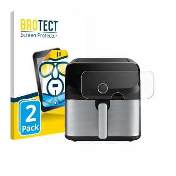 Vorderseite einer Produktverpackung mit dem Markenlogo BROTECT. Daneben ist das Gerät Tefal Easy Fry Mega mit dem zugehörigen 