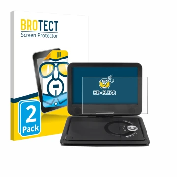 Vorderseite einer Produktverpackung mit dem Markenlogo BROTECT. Daneben ist das Gerät Soundmaster PDB1910SW DVD Player mit dem