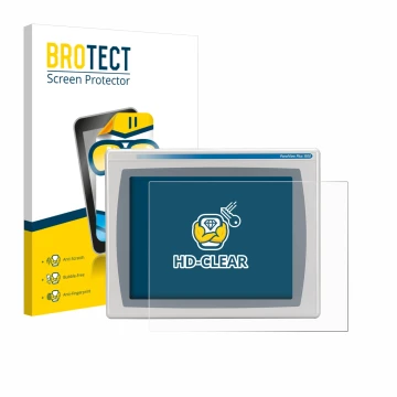 Vorderseite einer Produktverpackung mit dem Markenlogo BROTECT. Daneben ist das Gerät Allen Bradly HMI AB 2711P-RDT15C mit dem