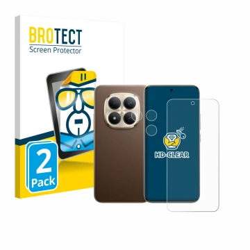 Vorderseite einer Produktverpackung mit dem Markenlogo BROTECT. Daneben ist das Gerät Xiaomi Redmi Note 15 Pro Plus 5G (Displa