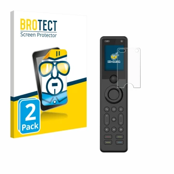 Vorderseite einer Produktverpackung mit dem Markenlogo BROTECT. Daneben ist das Gerät Sofabaton X1S mit dem zugehörigen Displa