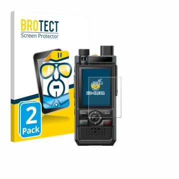 Vorderseite einer Produktverpackung mit dem Markenlogo BROTECT. Daneben ist das Gerät Hytera P50 mit dem zugehörigen Displaysc