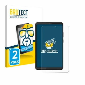 Vorderseite einer Produktverpackung mit dem Markenlogo BROTECT. Daneben ist das Gerät Lenovo Tab K9 mit dem zugehörigen Displa