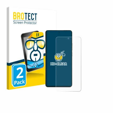 Vorderseite einer Produktverpackung mit dem Markenlogo BROTECT. Daneben ist das Gerät Motorola Signature 165 mit dem zugehörig