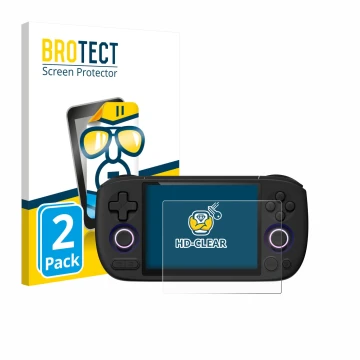 Vorderseite einer Produktverpackung mit dem Markenlogo BROTECT. Daneben ist das Gerät Ayaneo Pocket Air Mini mit dem zugehörig