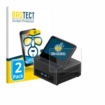 Vorderseite einer Produktverpackung mit dem Markenlogo BROTECT. Daneben ist das Gerät AOOSTAR ‎G-FLIP H255 mit dem zugehörigen