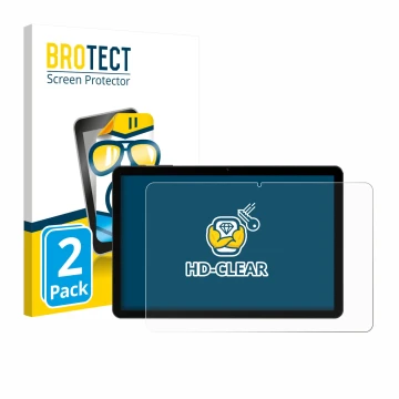 Vorderseite einer Produktverpackung mit dem Markenlogo BROTECT. Daneben ist das Gerät Doogee Tab G5 mit dem zugehörigen Displa