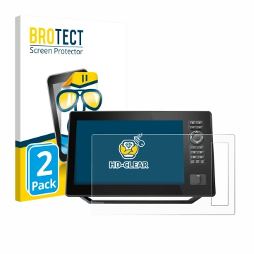 Vorderseite einer Produktverpackung mit dem Markenlogo BROTECT. Daneben ist das Gerät Humminbird Xplore 9 mit dem zugehörigen 