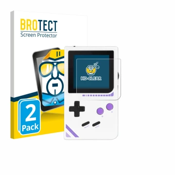 Vorderseite einer Produktverpackung mit dem Markenlogo BROTECT. Daneben ist das Gerät Modretro Chromatic mit dem zugehörigen D