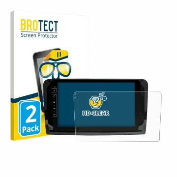 Vorderseite einer Produktverpackung mit dem Markenlogo BROTECT. Daneben ist das Gerät Dynavin D9-DF432 9