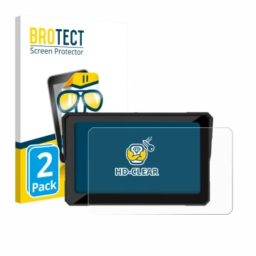 Vorderseite einer Produktverpackung mit dem Markenlogo BROTECT. Daneben ist das Gerät Carpuride W702 Plus 7