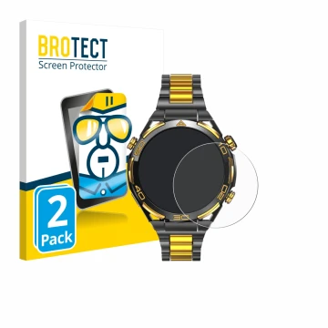 Vorderseite einer Produktverpackung mit dem Markenlogo BROTECT. Daneben ist das Gerät Blackview W90 Pro mit dem zugehörigen Di