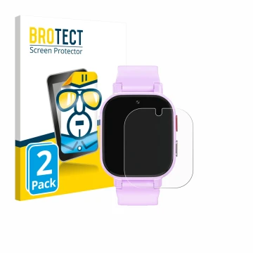 Vorderseite einer Produktverpackung mit dem Markenlogo BROTECT. Daneben ist das Gerät Alutoria Kids Smartwatch 1.42