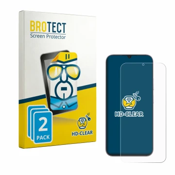 Vorderseite einer Produktverpackung mit dem Markenlogo BROTECT. Daneben ist das Gerät realme C100i mit dem zugehörigen Display