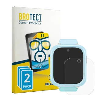 Vorderseite einer Produktverpackung mit dem Markenlogo BROTECT. Daneben ist das Gerät TCL Kids Watch K5 mit dem zugehörigen Di