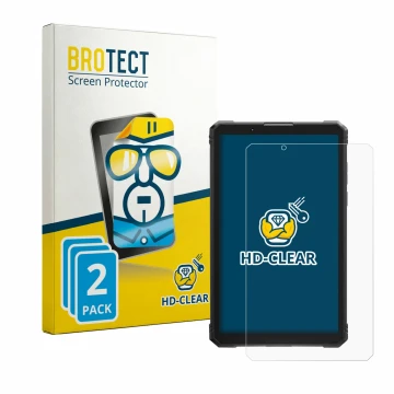 Vorderseite einer Produktverpackung mit dem Markenlogo BROTECT. Daneben ist das Gerät Hotwav R11 Pro mit dem zugehörigen Displ