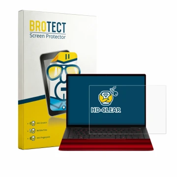 Vorderseite einer Produktverpackung mit dem Markenlogo BROTECT. Daneben ist das Gerät HP Scuderia Ferrari Notebook mit dem zug