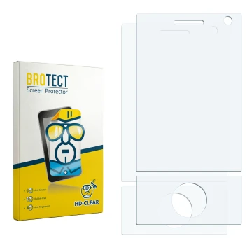 Vorderseite einer Produktverpackung mit dem Markenlogo BROTECT. Daneben ist der zugehörige Displayschutz.