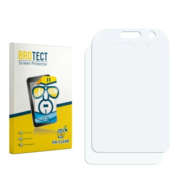 Vorderseite einer Produktverpackung mit dem Markenlogo BROTECT. Daneben ist der zugehörige Displayschutz.